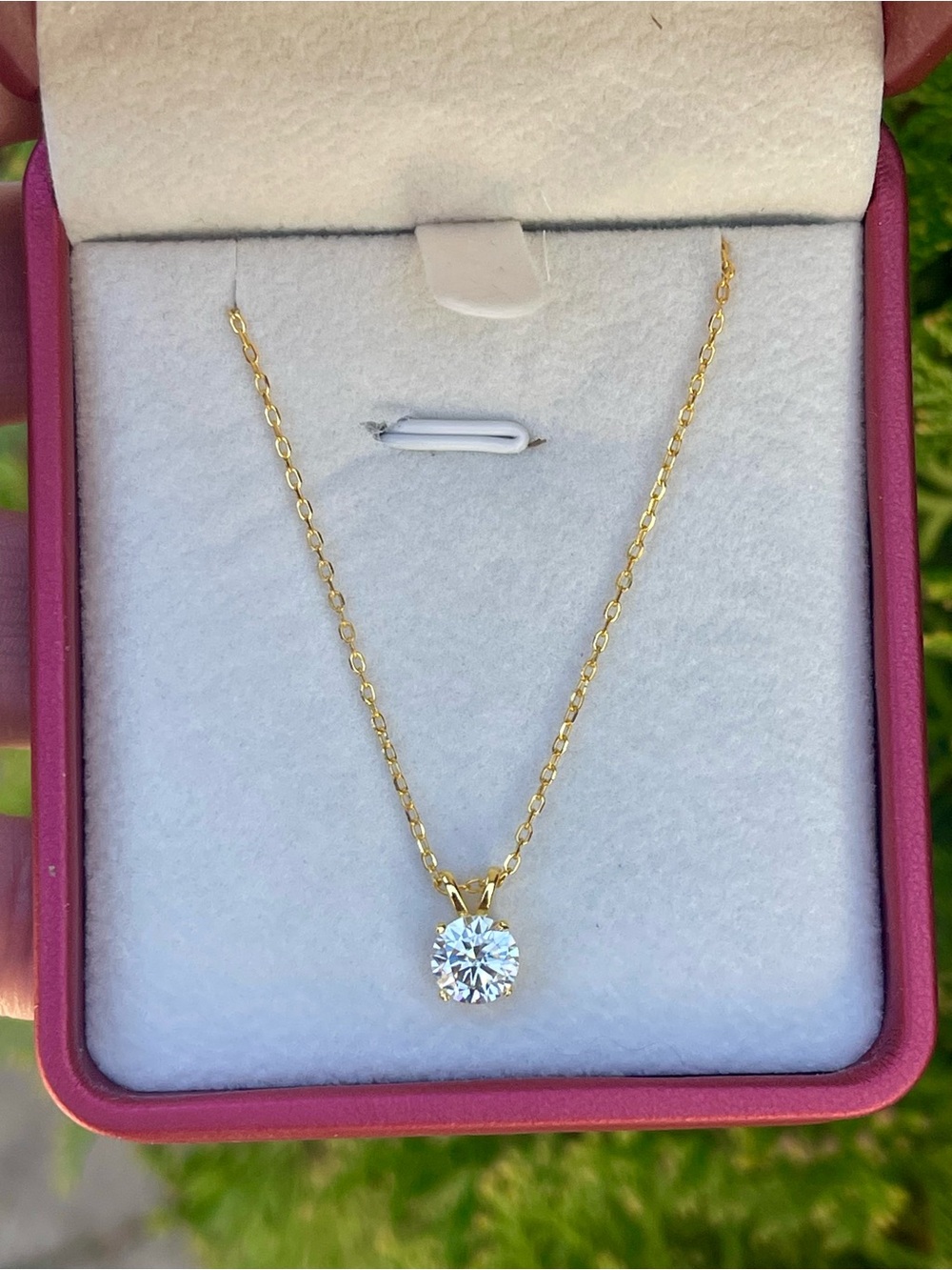 1CT Moissanite Solitaire Gold Vermeil Necklace